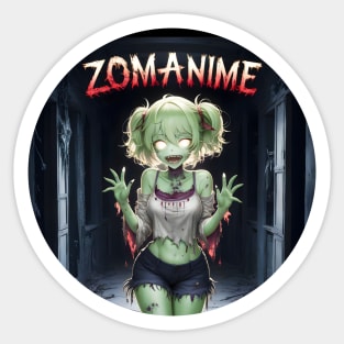 Zombie Anime girl, ZOMANIME cute monster kawaii anime tee Sticker